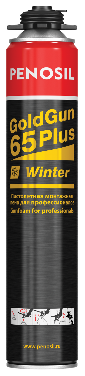 PENOSIL GoldGun 65 Plus Summer, пистолетная монтажная пена для профессионалов, 875 ml